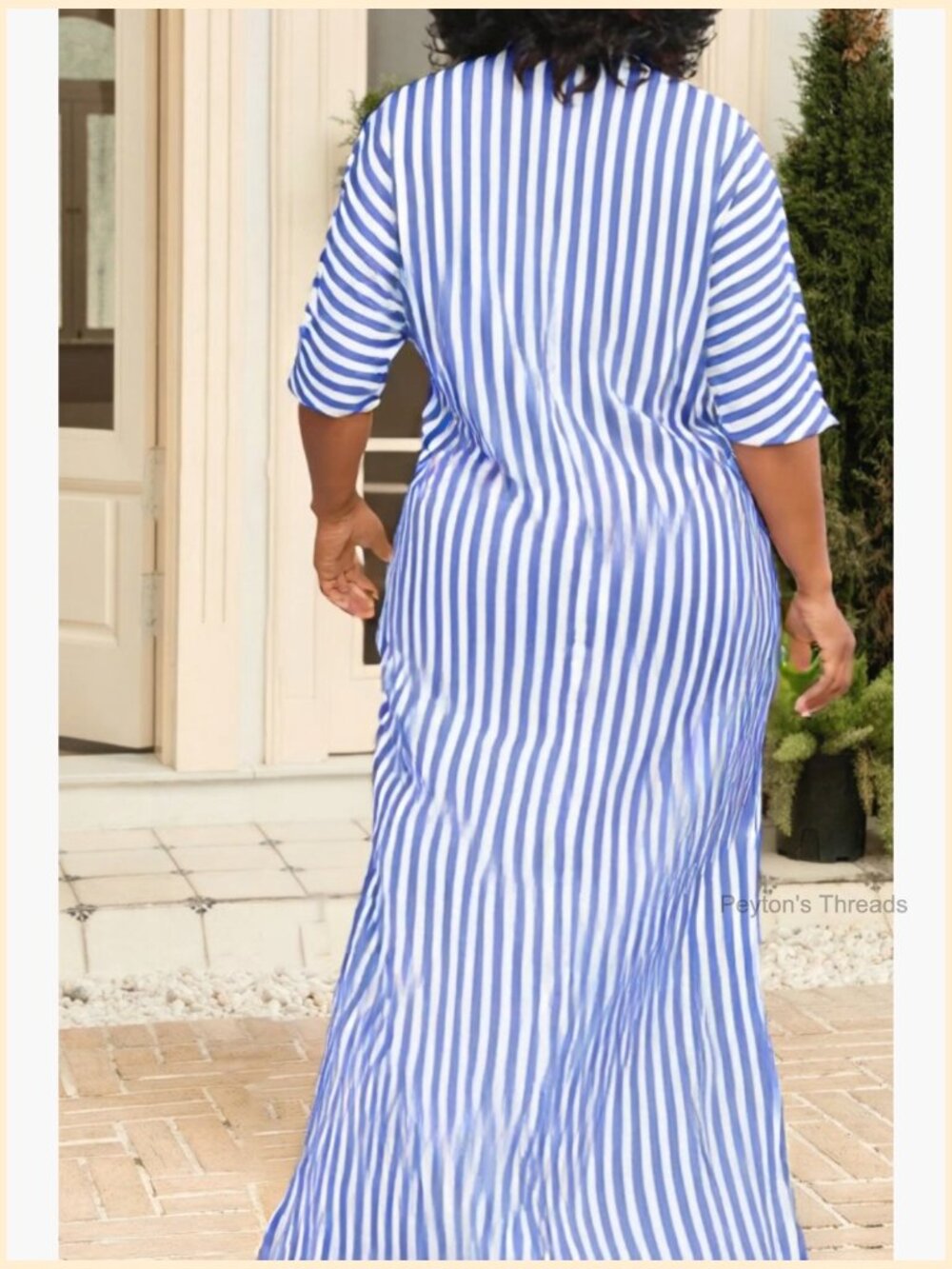 Women's Short Sleeve Button Down Maxi Shirt Dress with Pockets - Picture 7 of 7